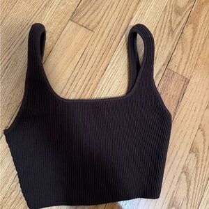 Babaton Mocha Cropped Ribbed Tank Top